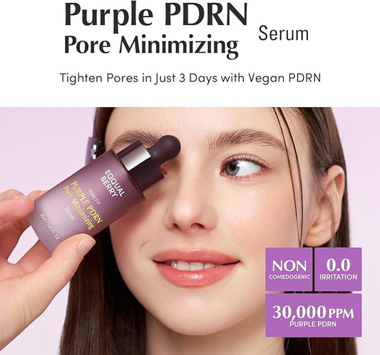 EQQUALBERRY Purple PDRN Pore Minimizing Serum – Vegan Collagen & Peptides for Pore Refining & Skin Elasticity |
